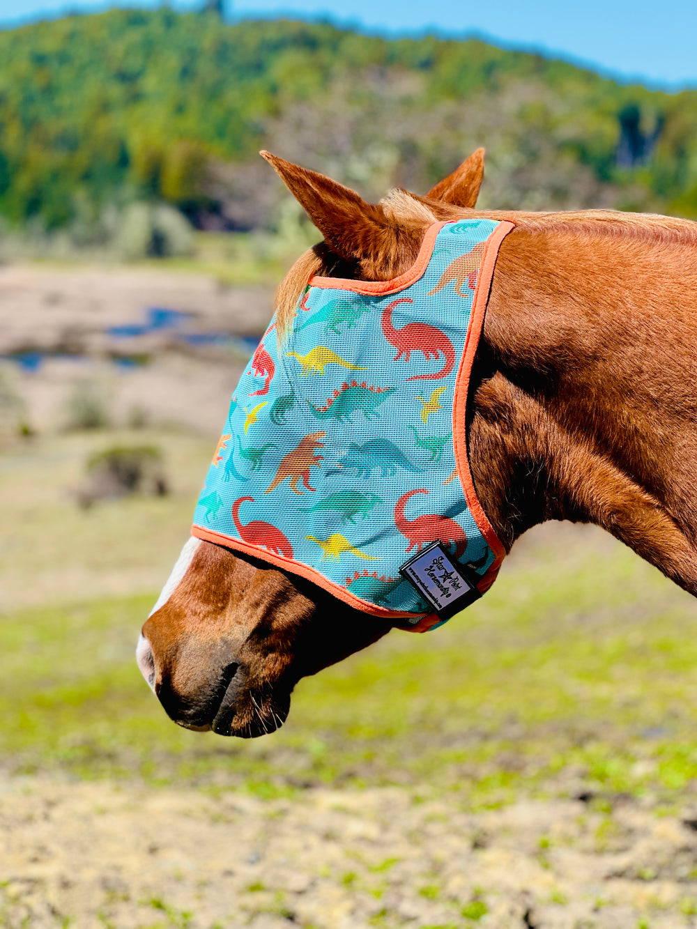 Dinosaur Fly Mask (Mini to Horse Size) - Star Point Horsemanship