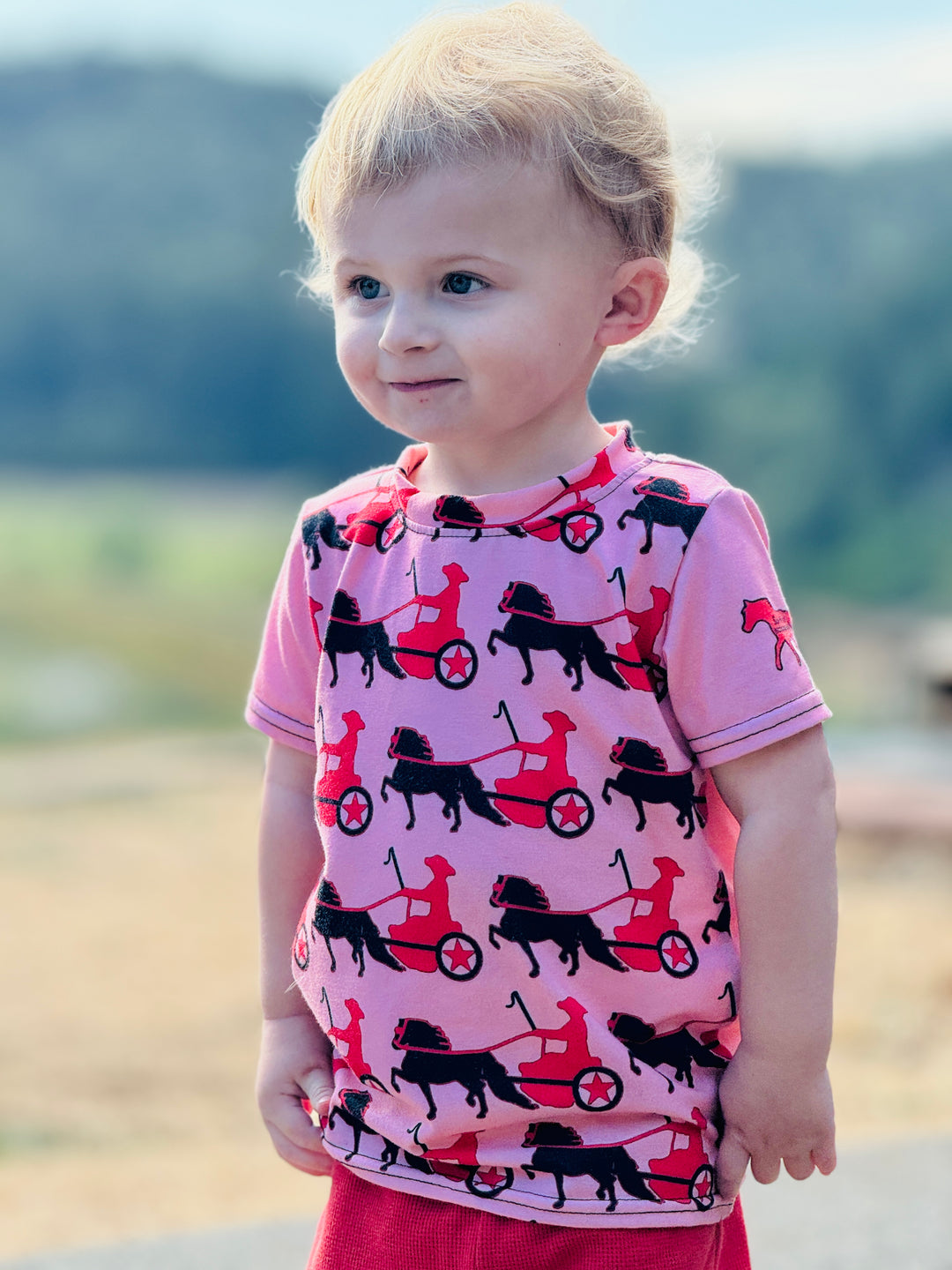 Red Driving Pony Kids T-Shirt