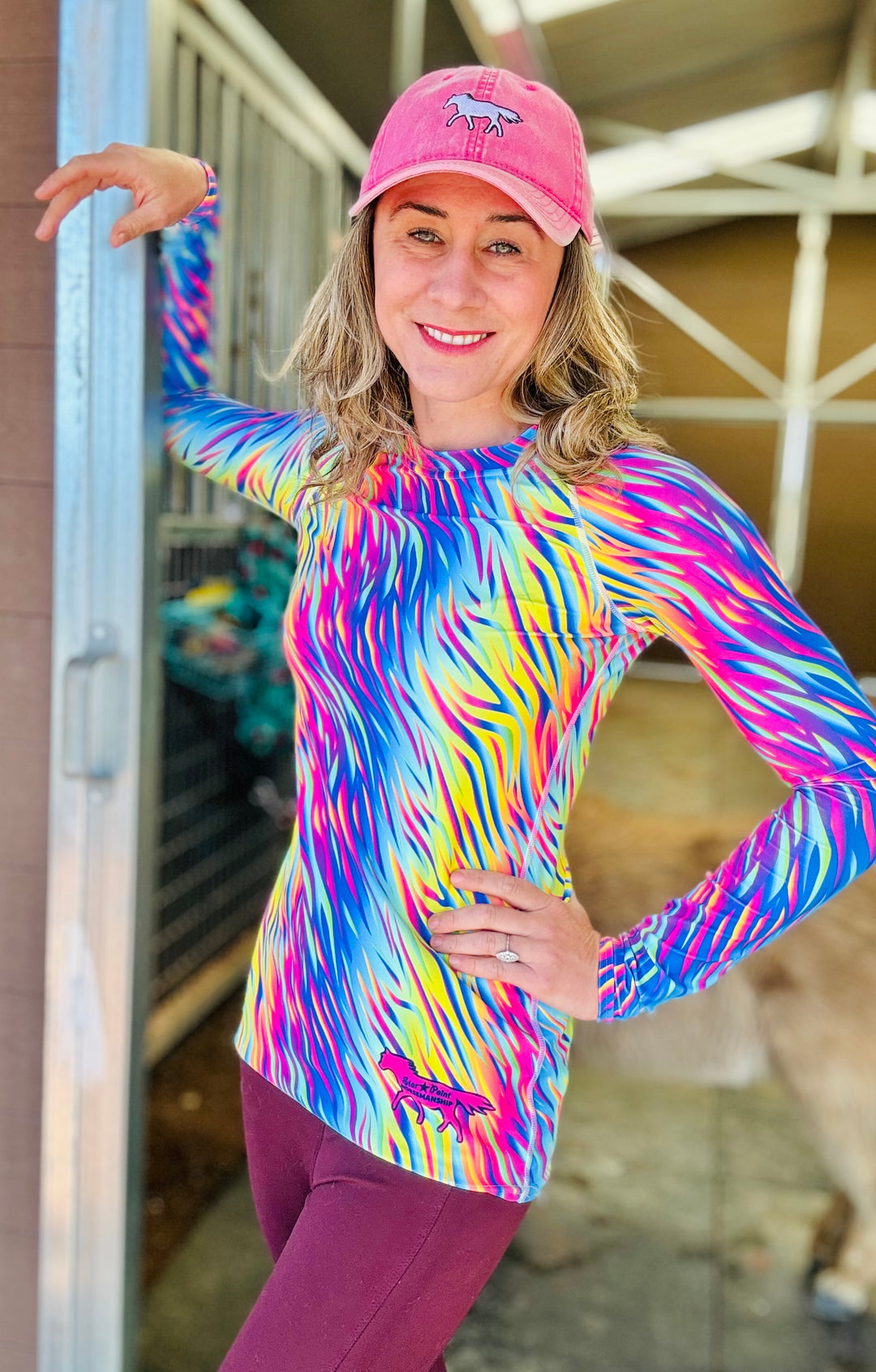 Women's Rainbow Zebra Print UV Sport Shirt