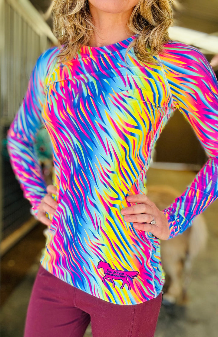Women's Rainbow Zebra Print UV Sport Shirt