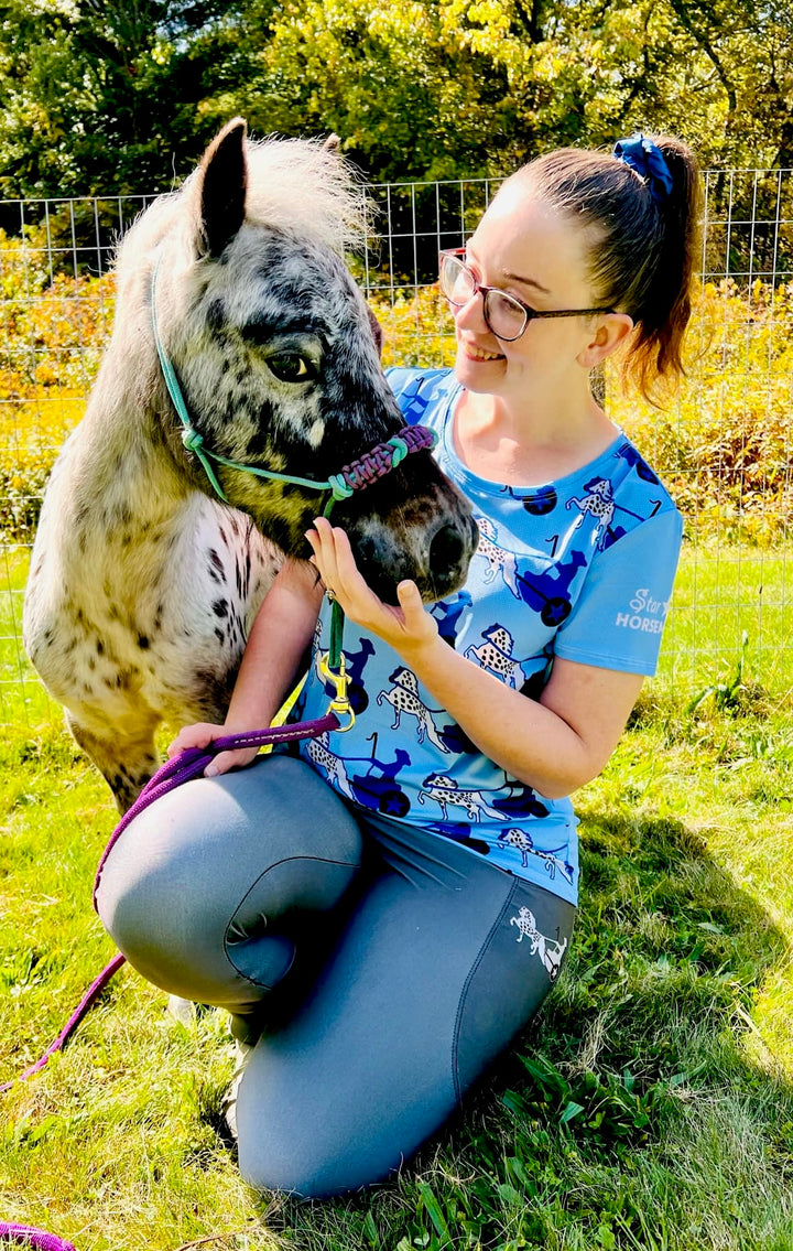 Light Blue Appaloosa Driving Pony All-Over Print Women's UV Sun Shirt