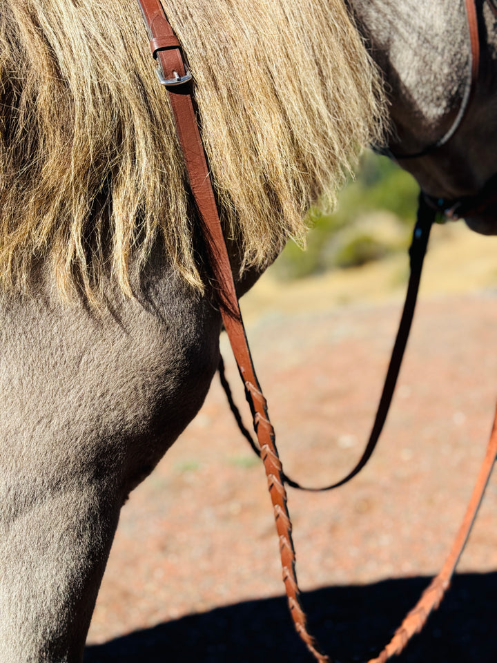 Miniature Horse Brown Leather English Bridle & Braided Reins Set