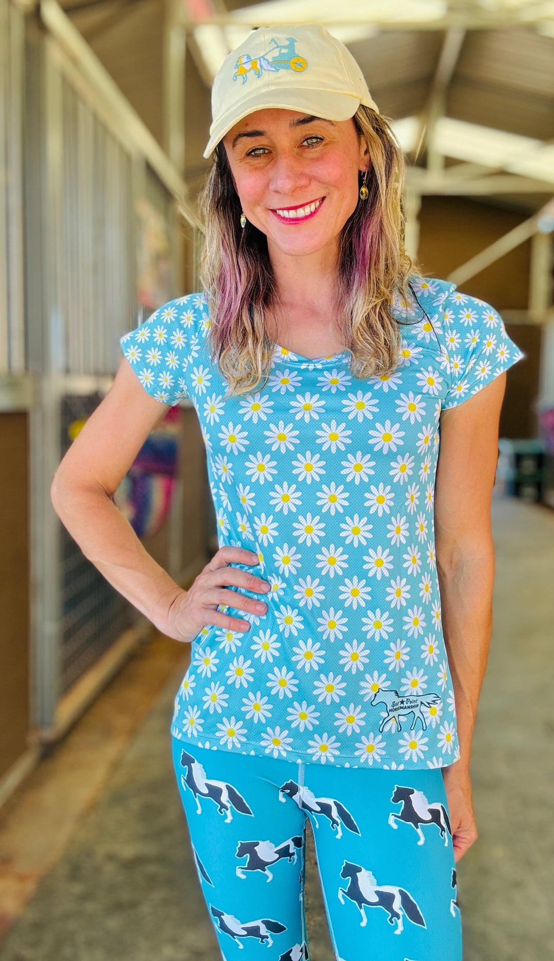 Women's Teal Daisy Print Sun Shirt