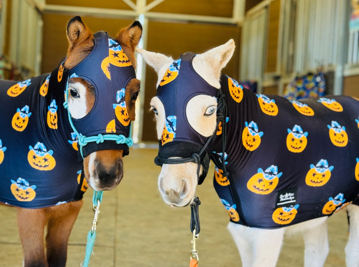 Cowboy Pumpkin Halloween Miniature Horse Lycra Printed Body Suit