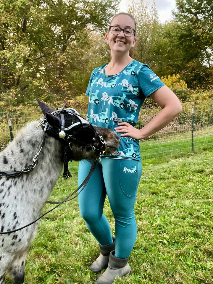 Dark Teal Appaloosa Driving Pony Women's Pocket Leggings