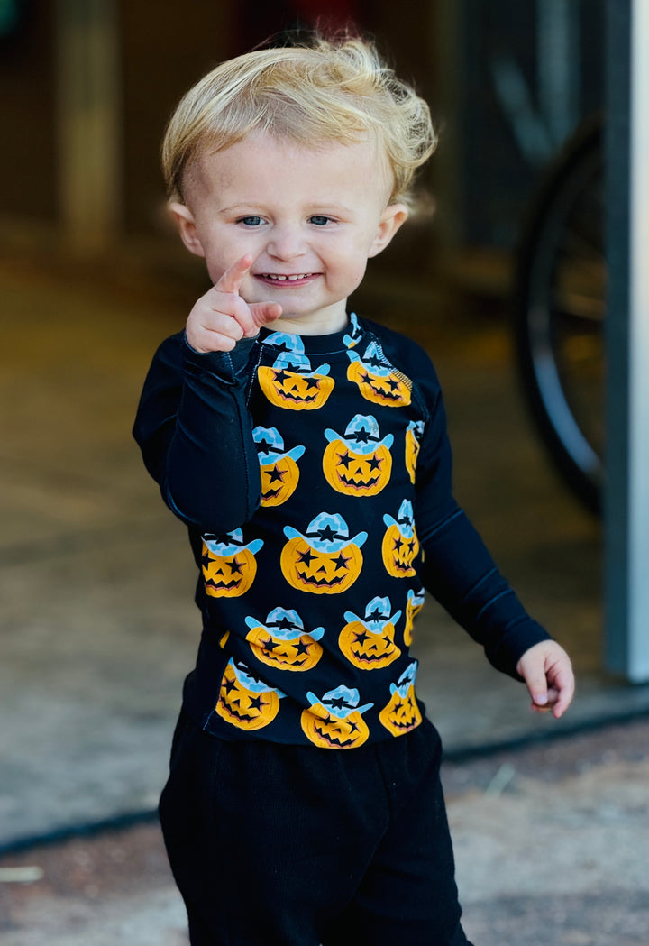 Halloween Cowboy Jack-O-Lantern Kids Long Sleeve 2T-7