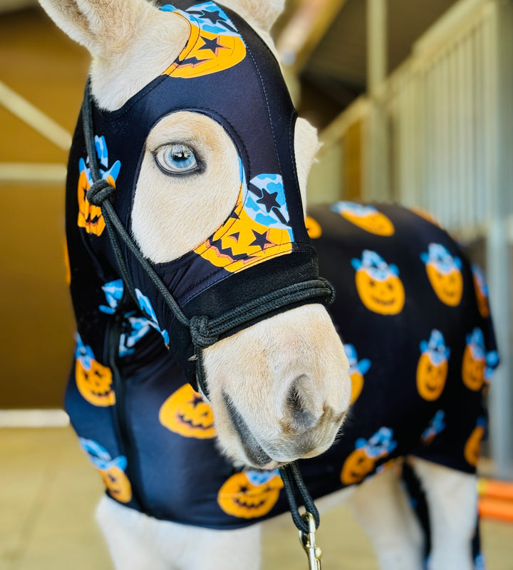 Cowboy Pumpkin Halloween Miniature Horse Lycra Printed Body Suit