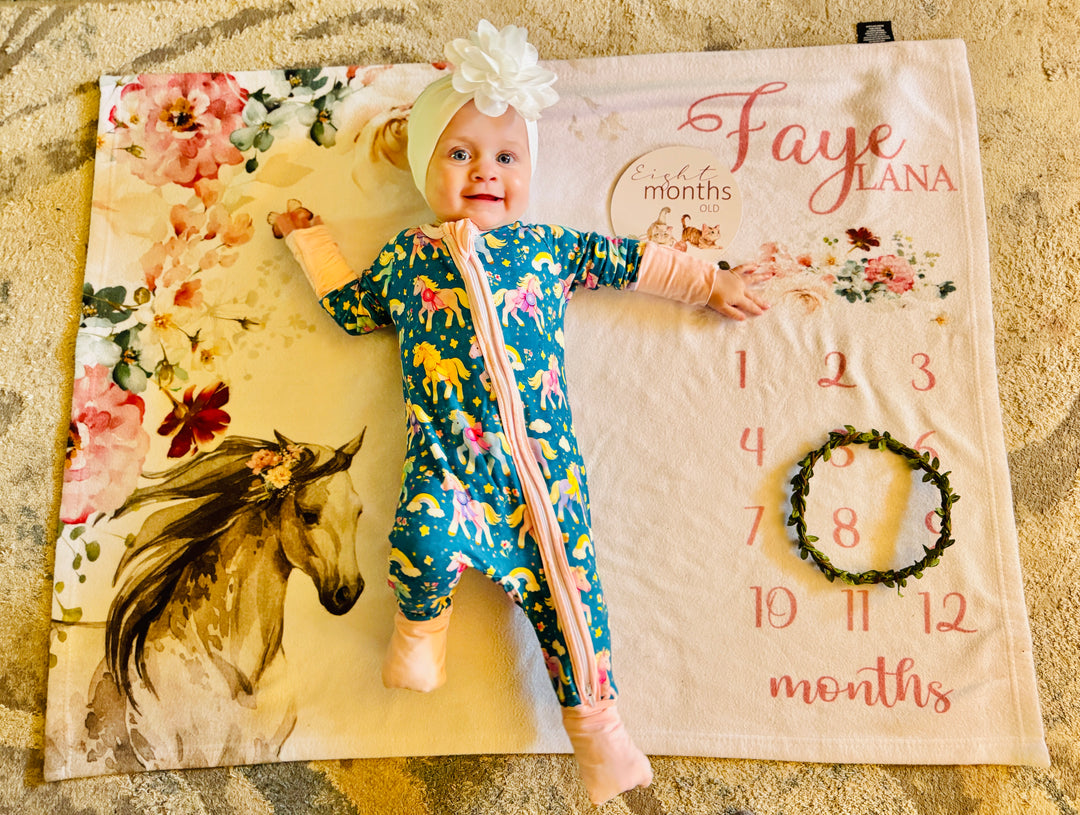 Ribbon Ponies Bamboo Baby Romper - Sample Drop 3-18 mos