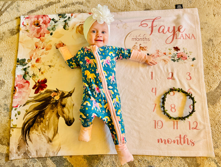 Ribbon Ponies Bamboo Baby Romper - Sample Drop 3-18 mos