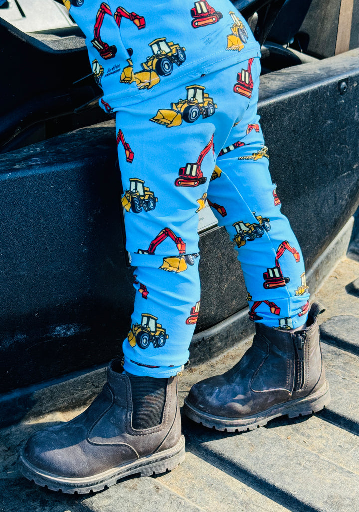 Orange Excavator Kid's Leggings 2T-7