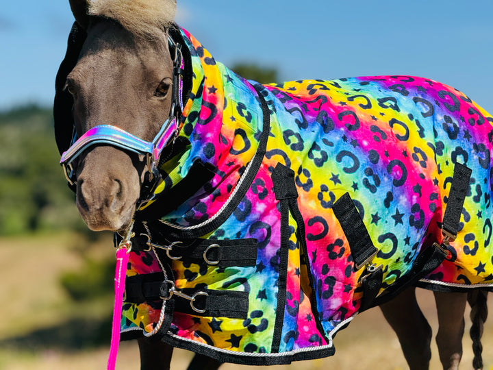 Star Point 1200D Waterproof Turnout Blanket — 220g Insulation | Rainbow Rodeo Print (38-80")