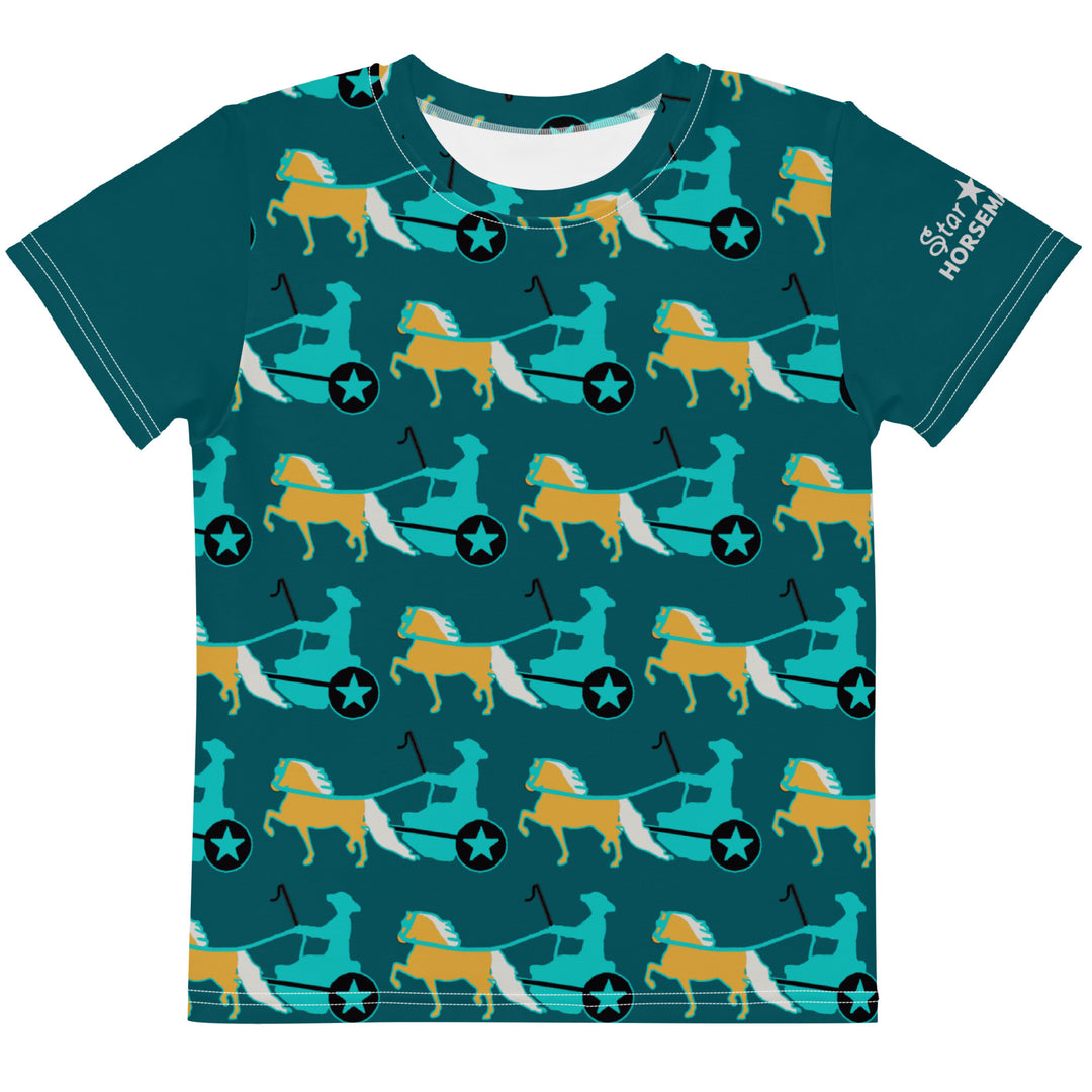 Dark Teal Palomino Driving Pony Kids Shirt Front