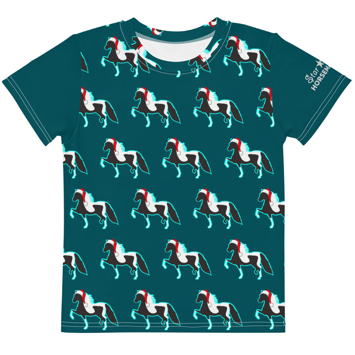 Dark Teal Christmas Santa Hat Pony Kids' Shirt 2T-7