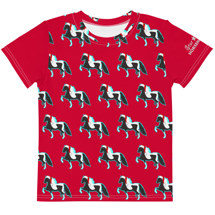 Red Christmas Santa Hat Pony Kids' T-Shirt 2T-7 Front