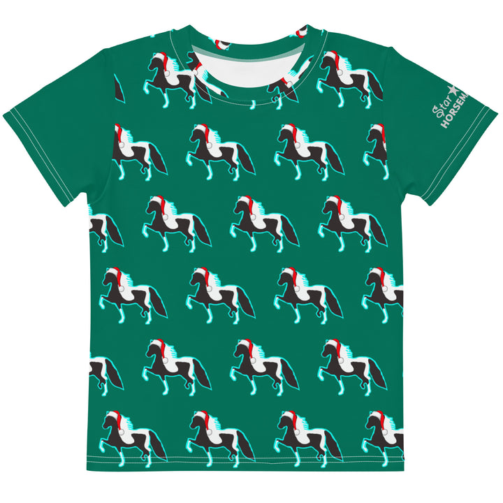 Green Christmas Santa Hat Pony Kids' T-Shirt 2T-7