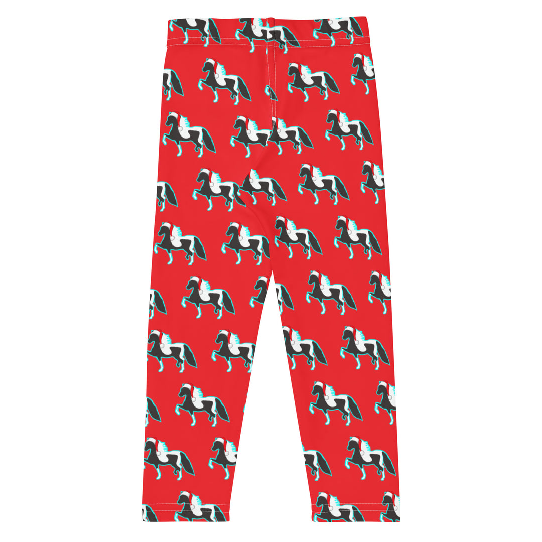 Red Christmas Santa Hat Pony Kids' Leggings 2T-7 Back