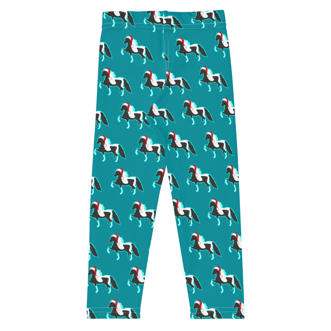 Teal Christmas Santa Hat Pony Kids' Leggings 2T-7 Back