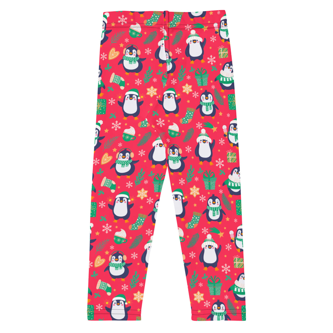 Holiday Red Penguin Kids Leggings 2T-7 Back