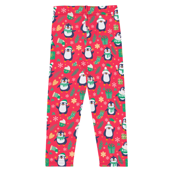 Holiday Red Penguin Kids Leggings 2T-7 Back