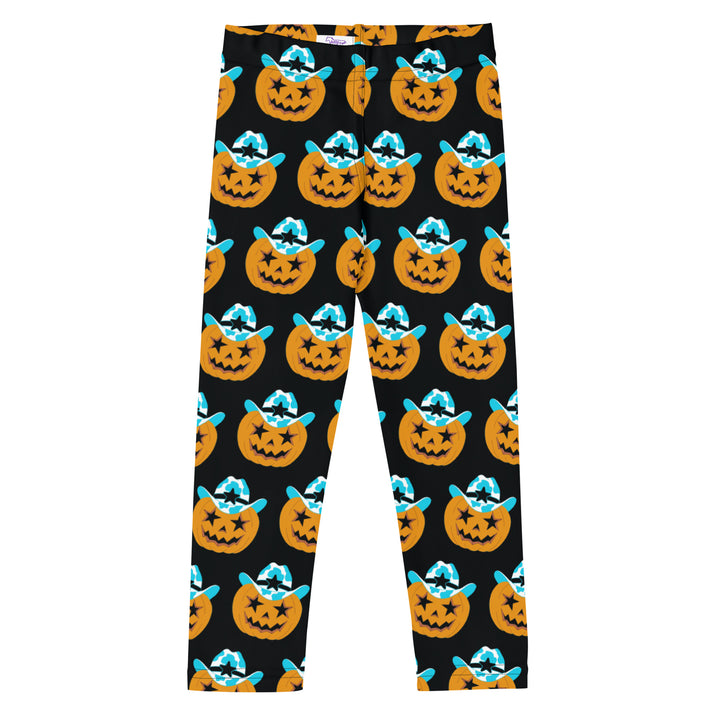 Cowboy Pumpkin Halloween Jack-O-Lantern Kid's Leggings 2T-7 Front