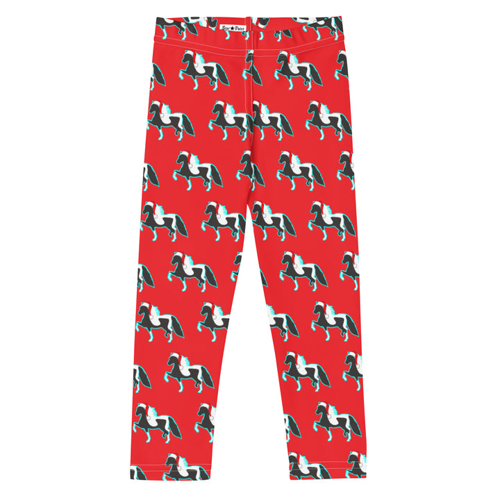 Red Christmas Santa Hat Pony Kids' Leggings 2T-7 Front