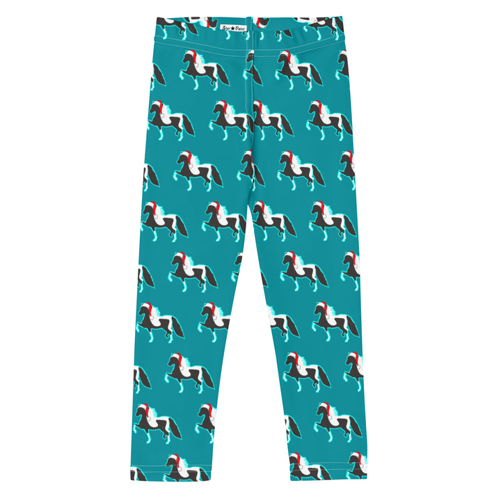 Teal Christmas Santa Hat Pony Kids' Leggings 2T-7 Front