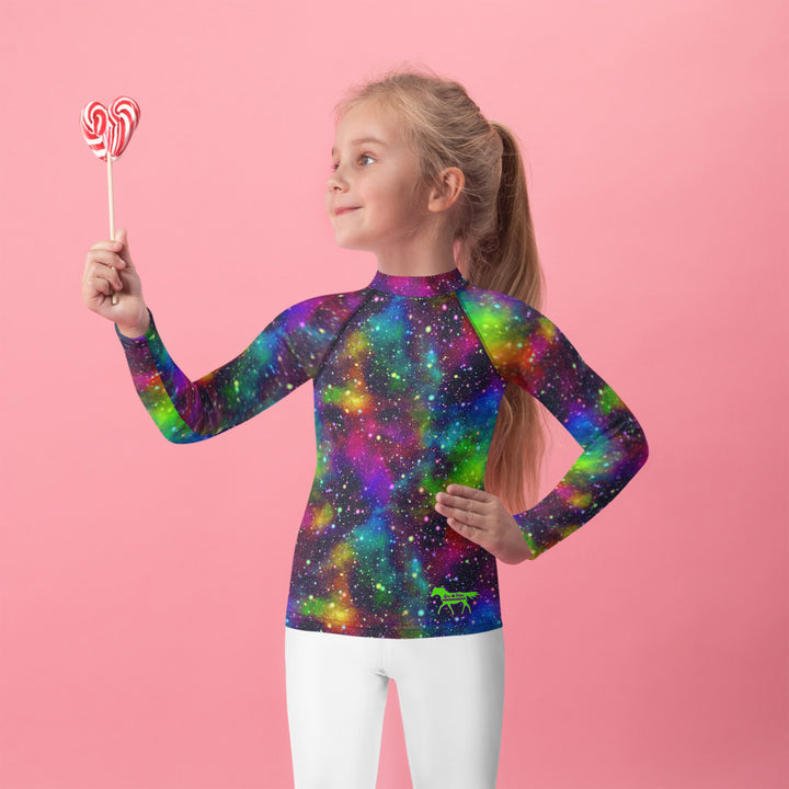 Rainbow Galaxy Kids Long Sleeve UV Sun Shirt 2T-7