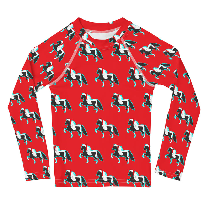 Red Christmas Santa Hat Pony Long Sleeve Kids' Shirt 2T-7