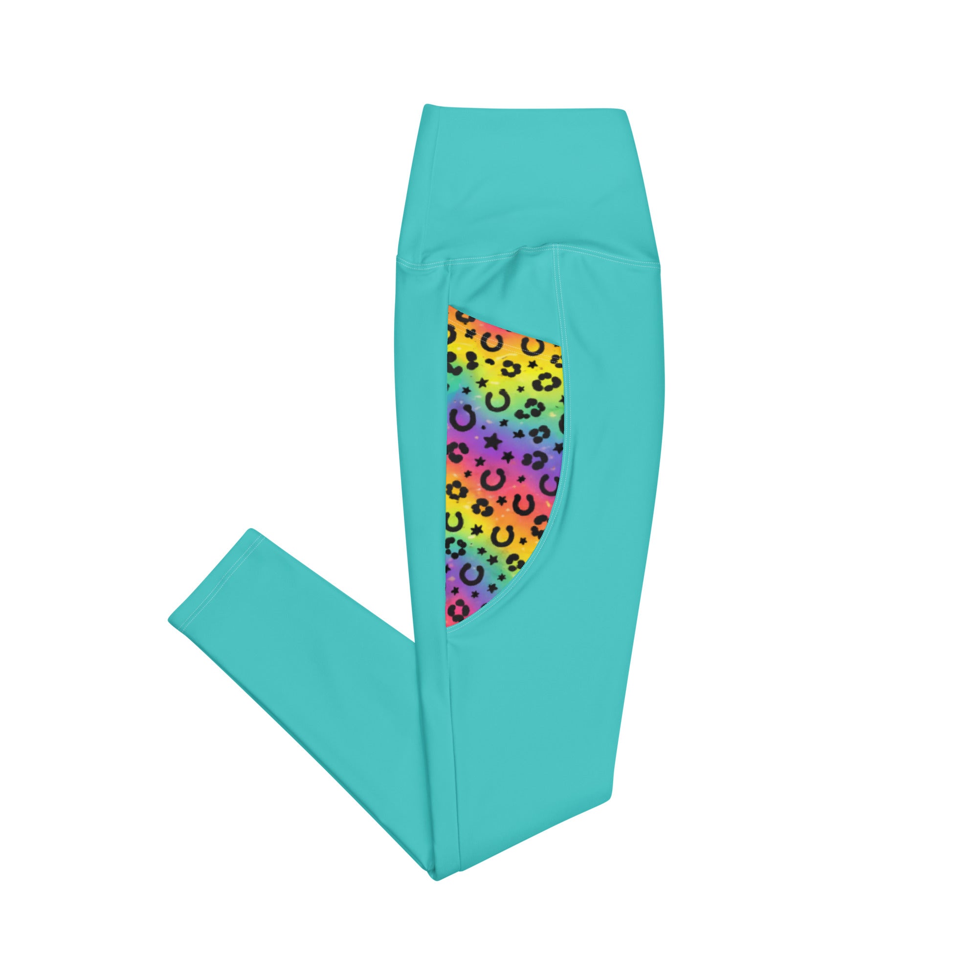 Rainbow Rodeo™ Women's Pocket Leggings 🌈🐴 Aqua Teal