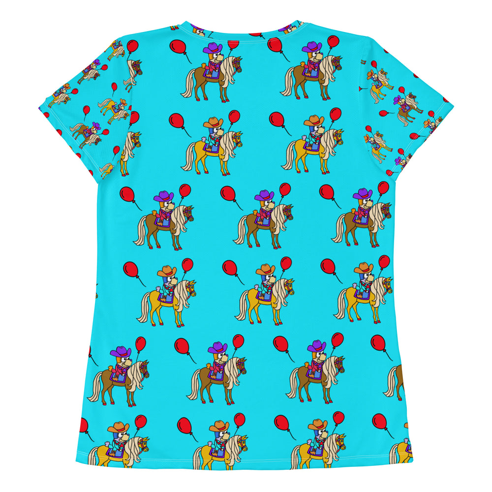 Balloon Western Pony Puppy All-Over Print Women's Athletic T-shirt - Star Point Horsemanship