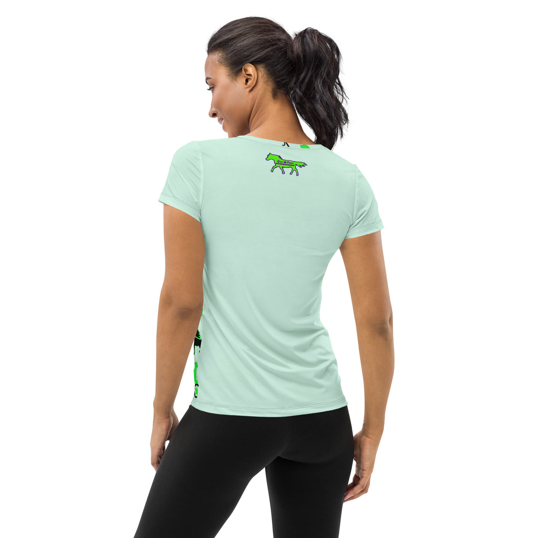 Women's Lime Green Driving Pony All-Over Print Athletic T-Shirt