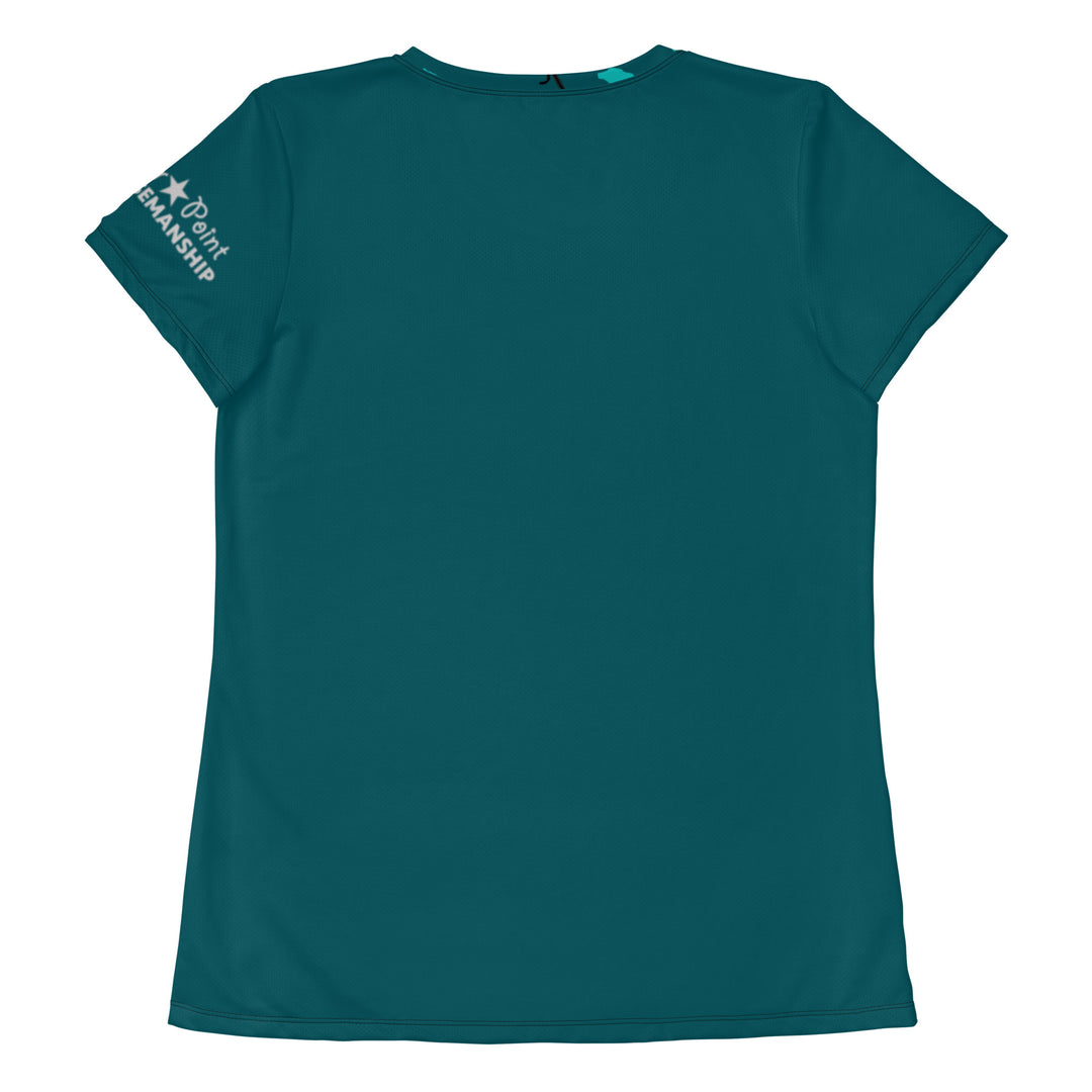 Dark Teal Palomino Driving Pony All-Over Print Women's Athletic T-Shirt