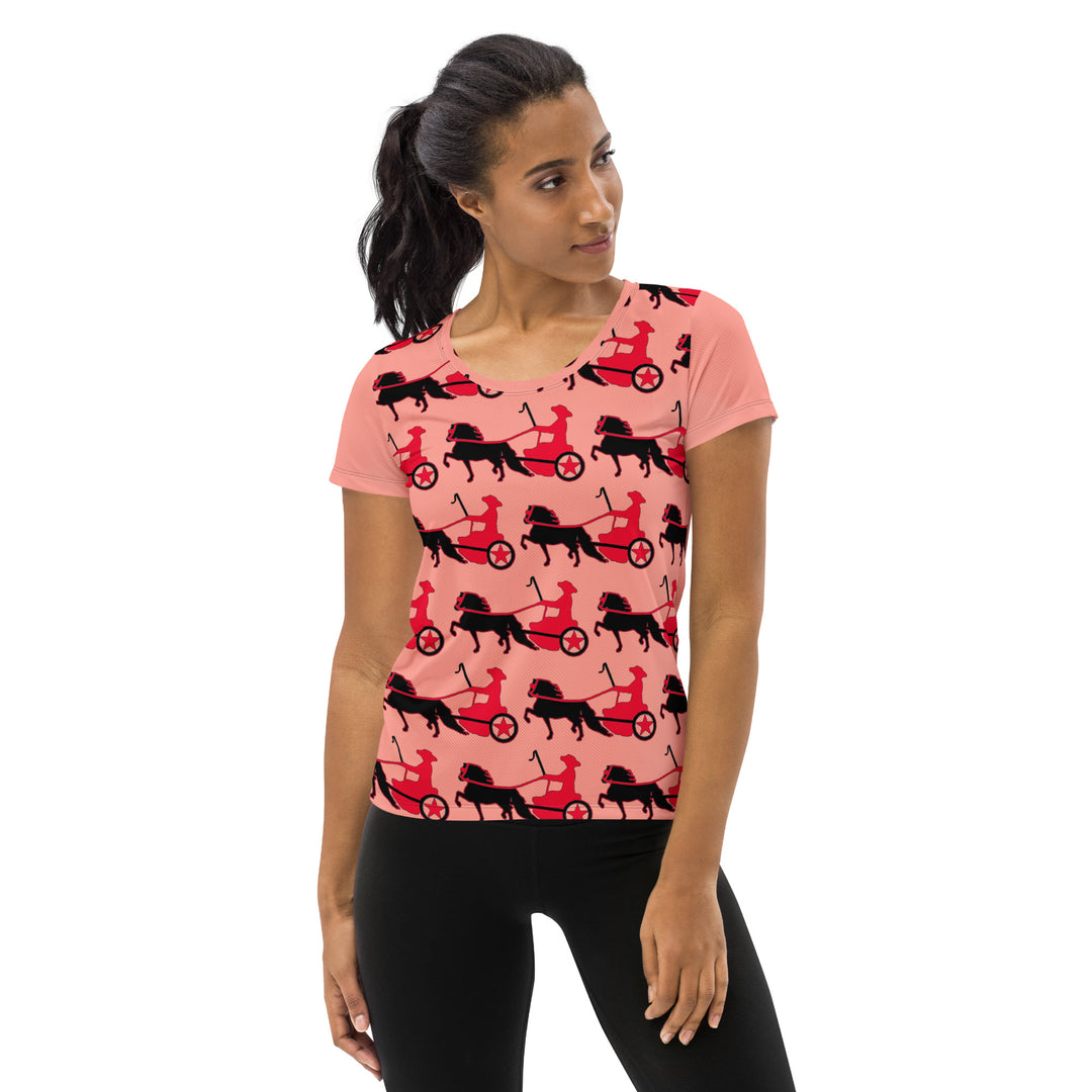Driving Pony Women's All-Over Print Athletic T-Shirt - Red