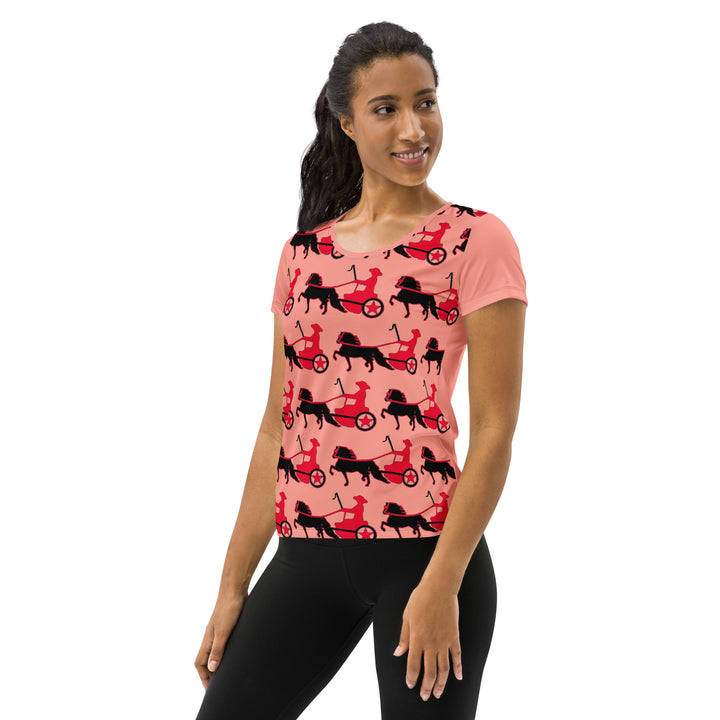 Driving Pony Women's All-Over Print Athletic T-Shirt - Red