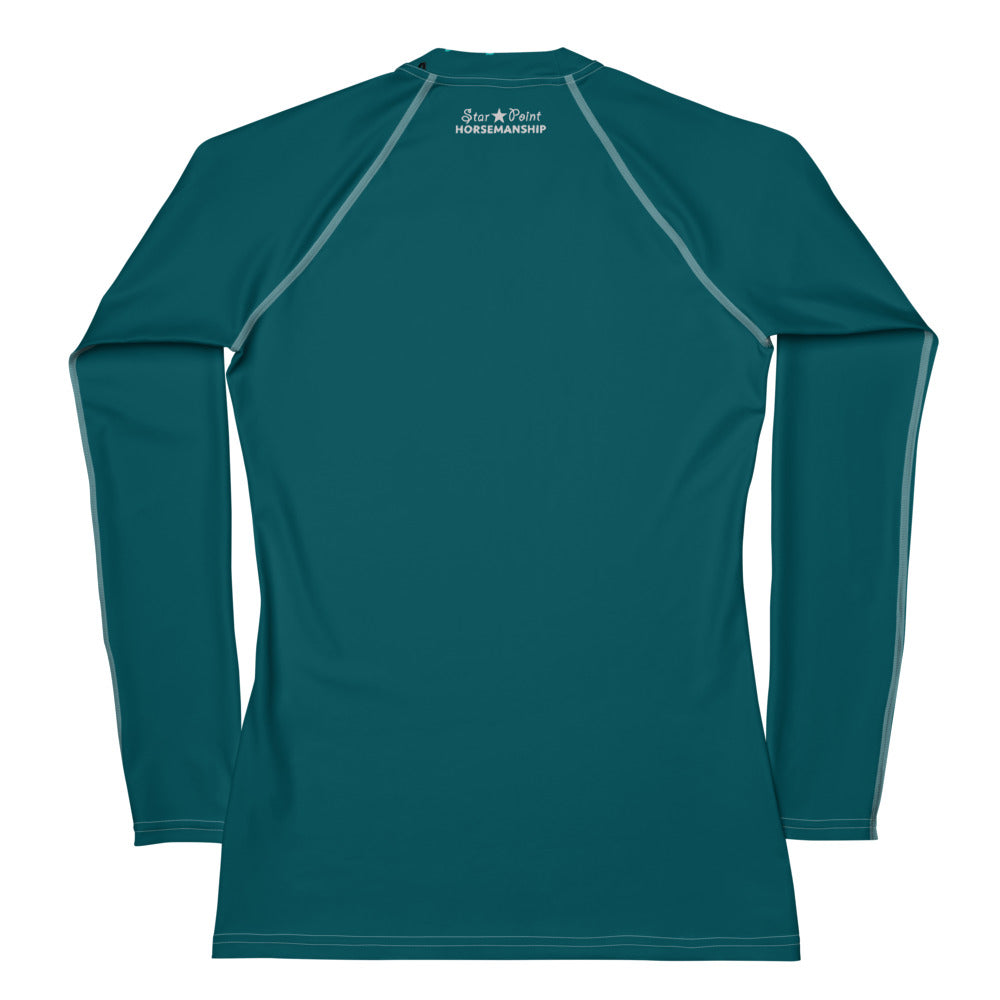 Dark Teal Appaloosa Driving Pony Women's UV Long Sleeve Sun Shirt