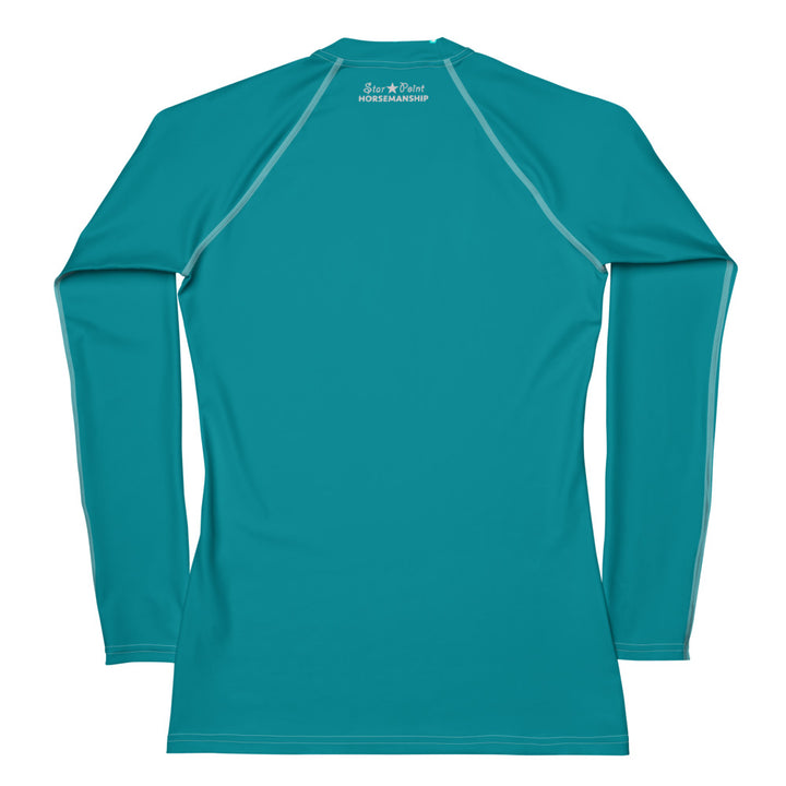 Teal Santa Pony Women's Long Sleeve Shirt Back