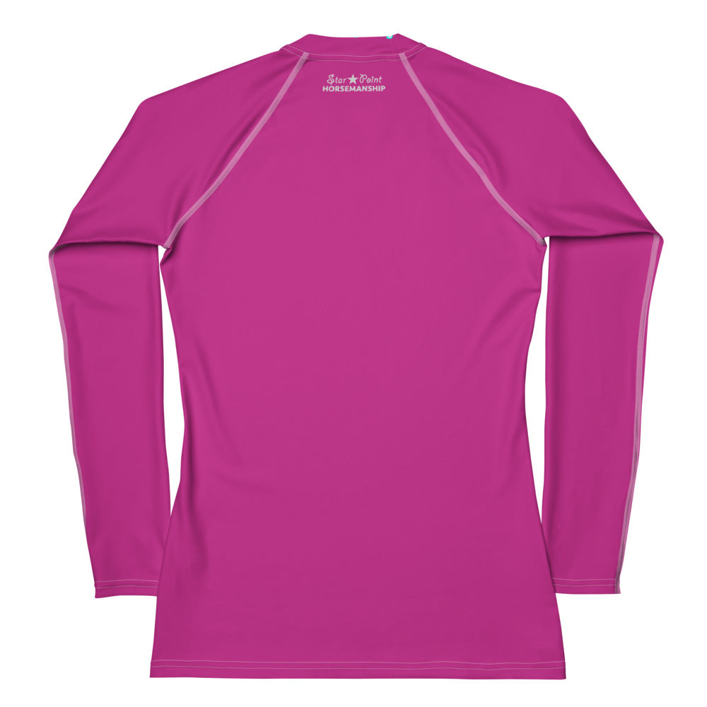 Raspberry Pink Santa Pony Women's Long Sleeve Shirt Back