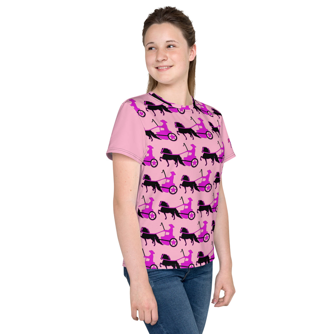 Girls' Pink Driving Pony Crew Neck T-Shirt - 8-16