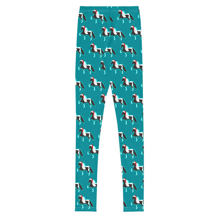 Teal Christmas Santa Hat Pony Kids' Leggings 8-16 Back