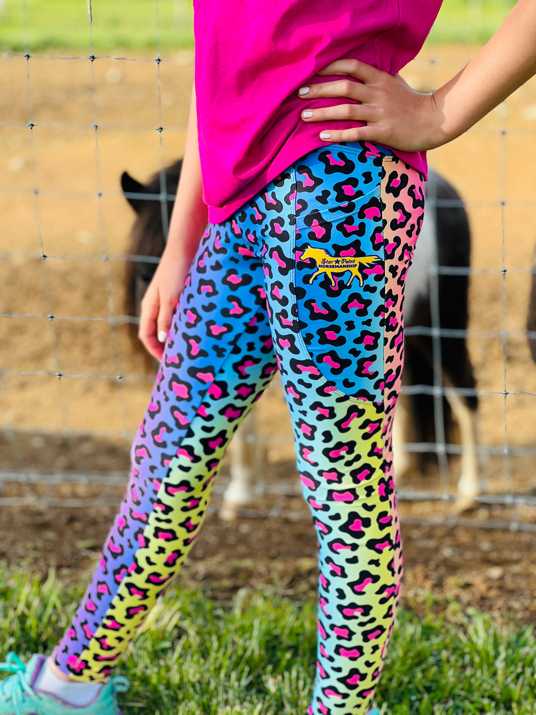 Women's Rainbow Cheetah Equi-Legging w/Pocket - Star Point Horsemanship
