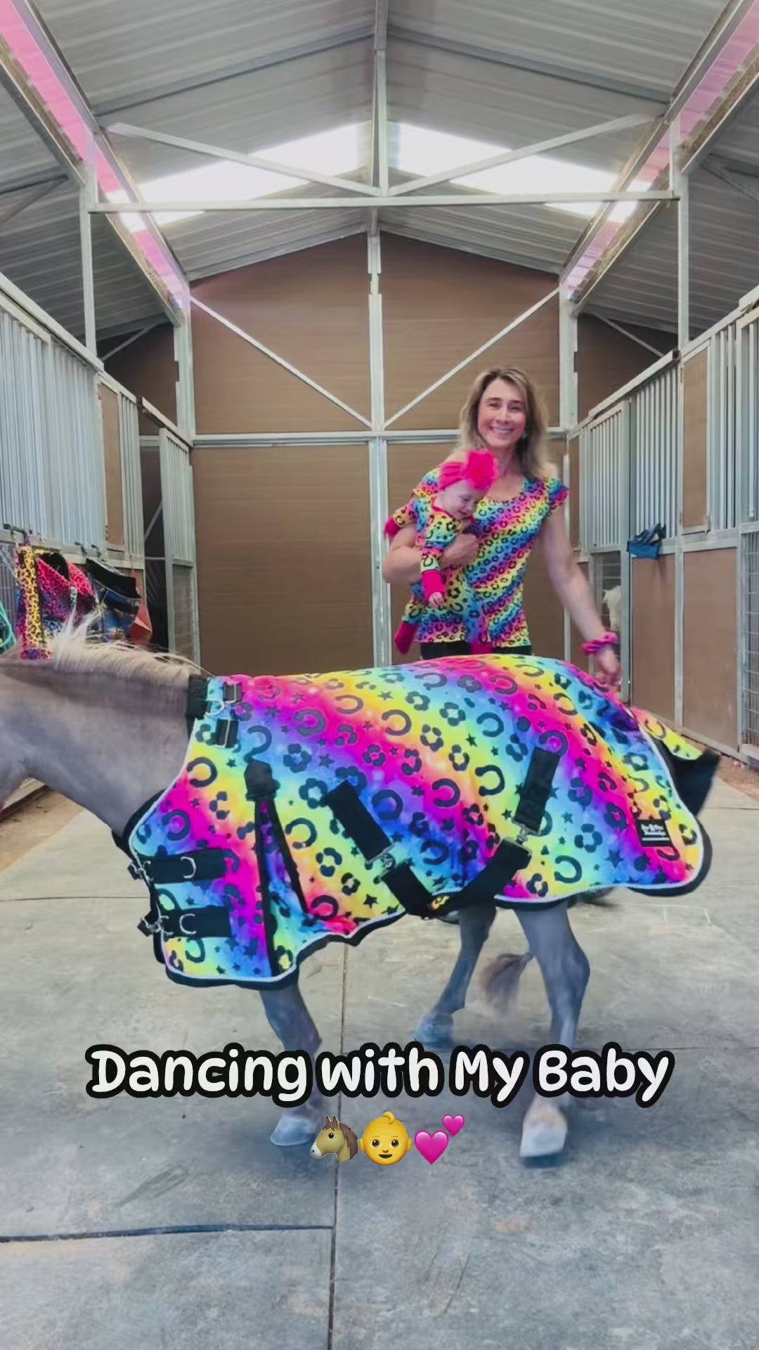 Star Point 1200D Waterproof Turnout Blanket — 220g Insulation | Rainbow Rodeo Print (38-80")