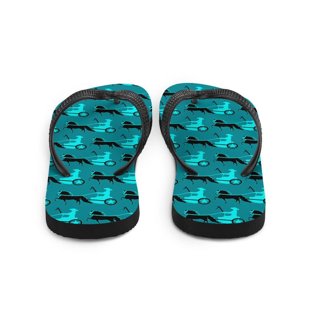 Driving Pony Flip-Flops Teal Blue