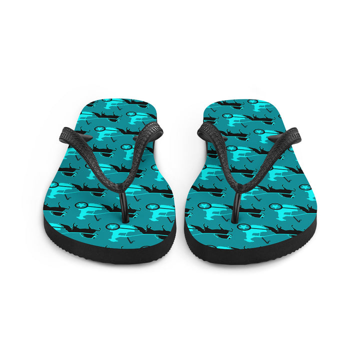 Driving Pony Flip-Flops Teal Blue