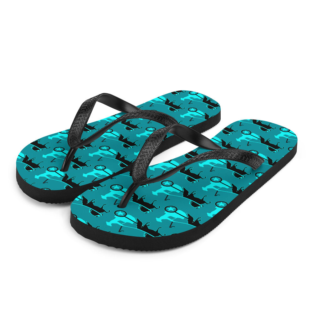 Driving Pony Flip-Flops Teal Blue