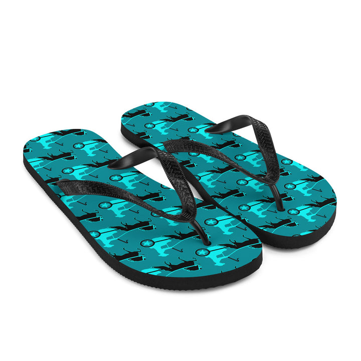 Driving Pony Flip-Flops Teal Blue