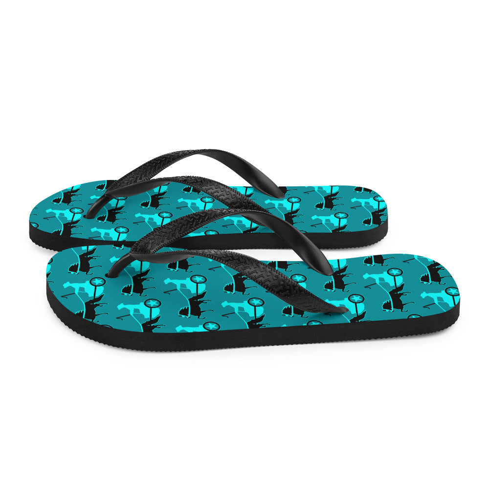 Driving Pony Flip-Flops Teal Blue