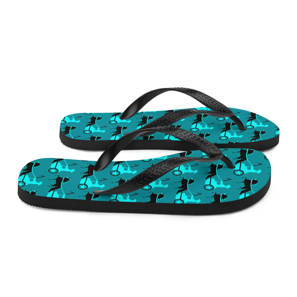 Driving Pony Flip-Flops Teal Blue