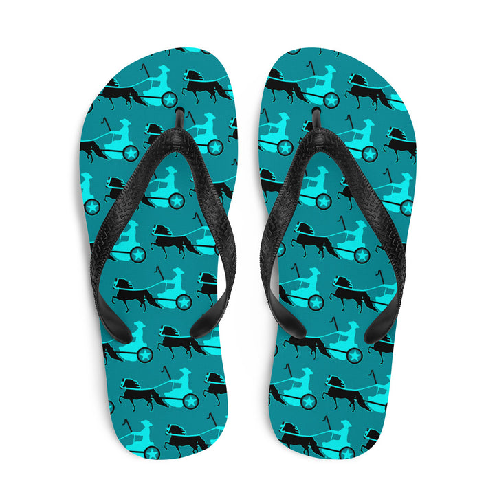 Driving Pony Flip-Flops Teal Blue