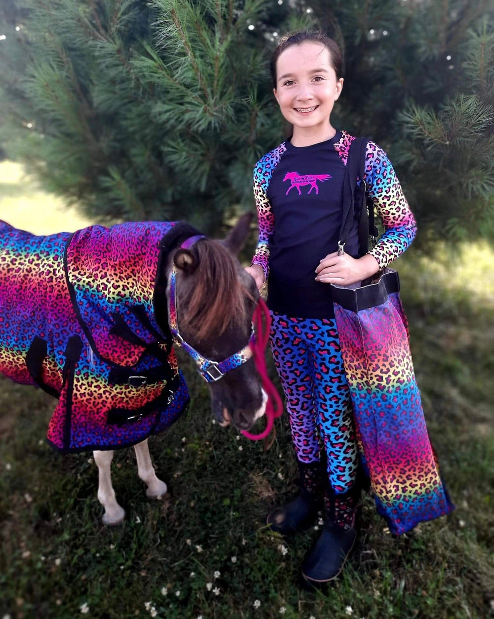 Girl's Rainbow Cheetah Sun Shirt - Star Point Horsemanship