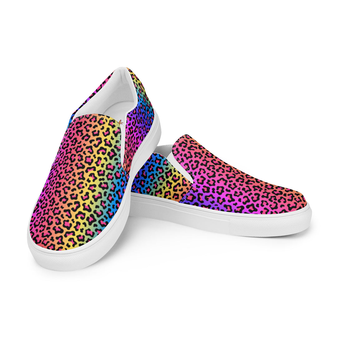 Rainbow Cheetah Women’s Slip-On Canvas Shoes - Star Point Horsemanship
